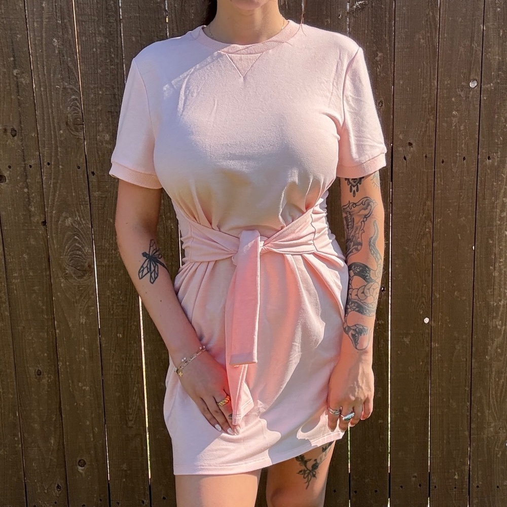 English Factory Baby Pink Waist-Tie Dress - Picture 2 of 5